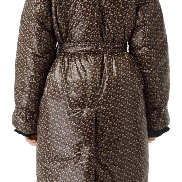NWT Burberry Monogram Print Down Trench Coat - Picture 2 of 6